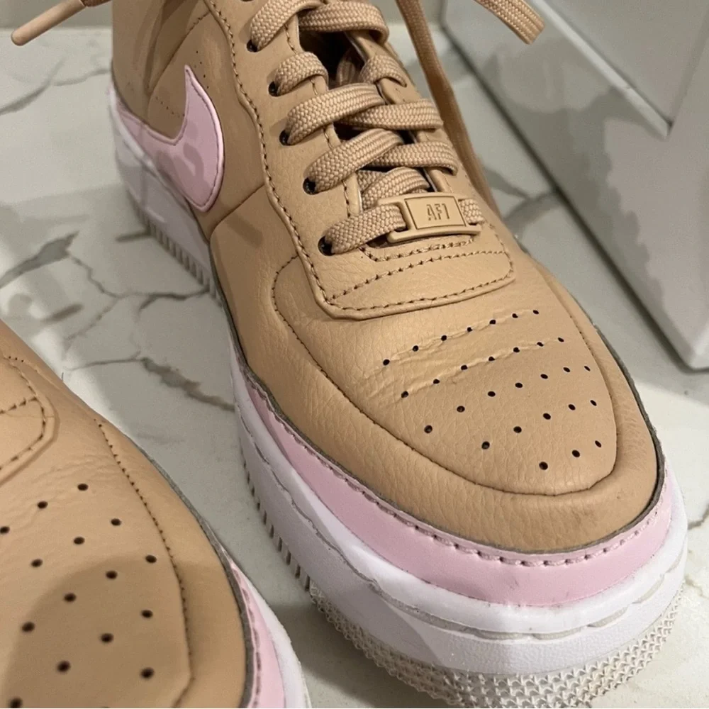 Nike, *rare* Women's Air Force One Jester XX Tan and Pink Sneakers, Size 9